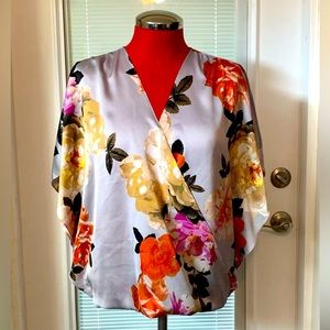 INC International Concepts Floral Print Blouse Size L